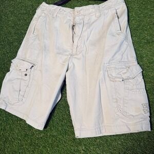 Billabong Men's‎ Beige Cargo Shorts Size 33 Embroidered Logo Distressed